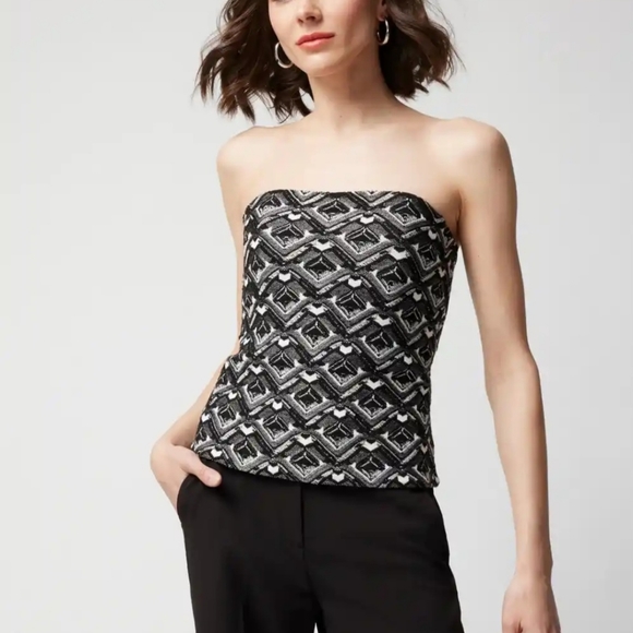 Black & White Graphic diamond  Bustier - Picture 3 of 3